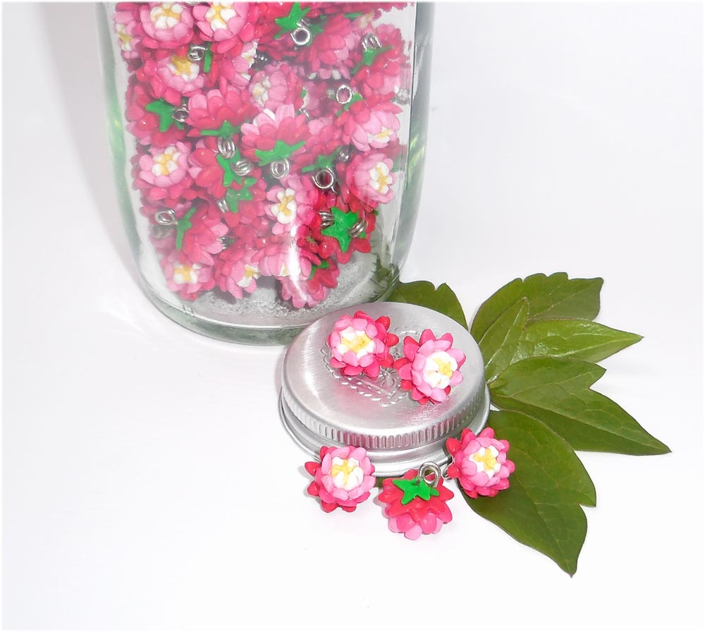 Bellis daisy handmade polymer clay flower charms