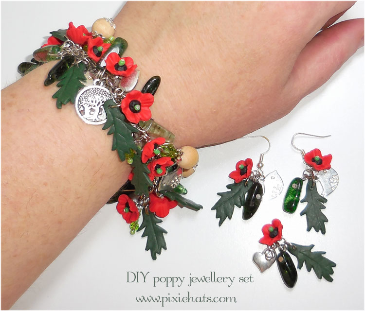 Make your own poppy bead and charm jewellery set