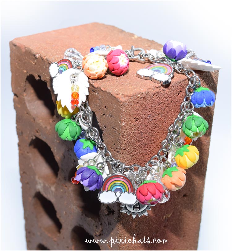 Rainbow jewellery - ranunculus flower bracelet