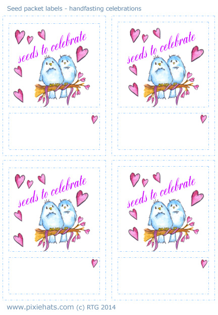 Seed  envelope labels for celebrations - hand fasting, weddings