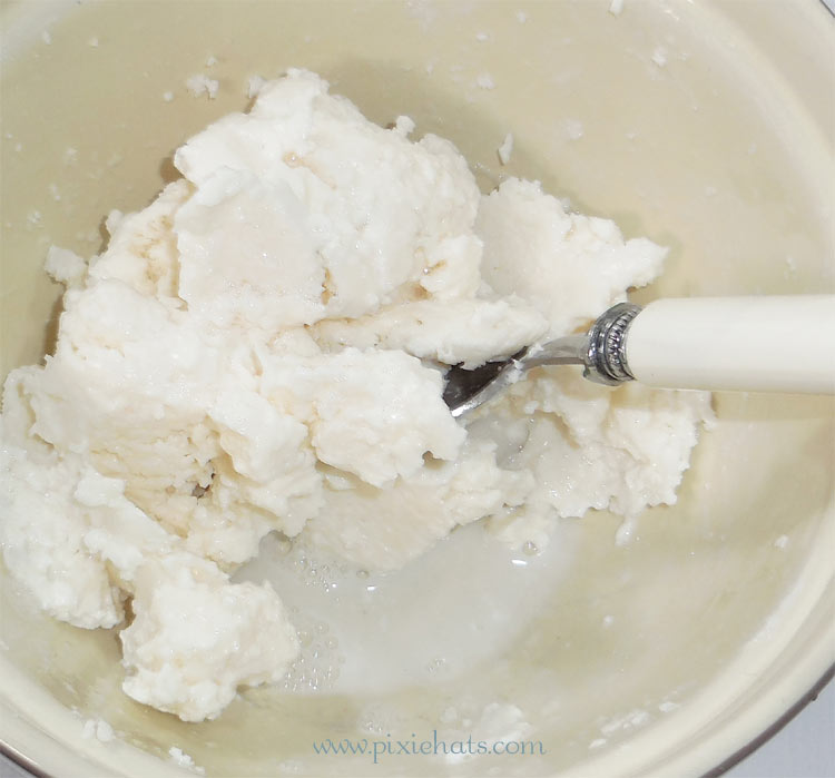 Making soap using grated
shreds and warm water