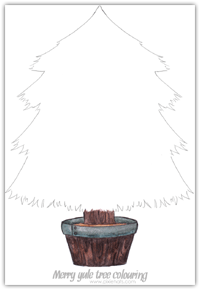 Yule tree outline with pre-coloured tub