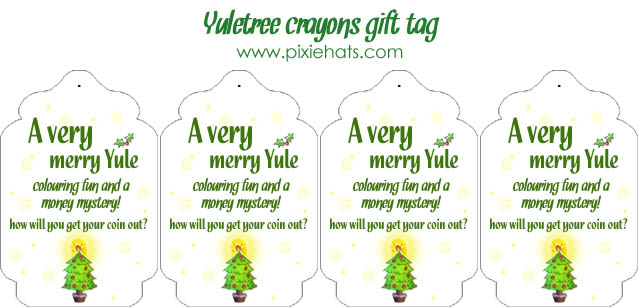 Yule tree crayon gift tags