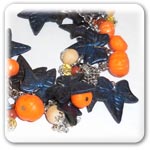 Midnight black ivy with pumpkin Jack 'O' Lantern charms