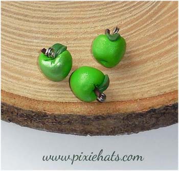3 light green apple charms