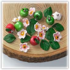 Appe bead set, blossom flowers and leaf charms