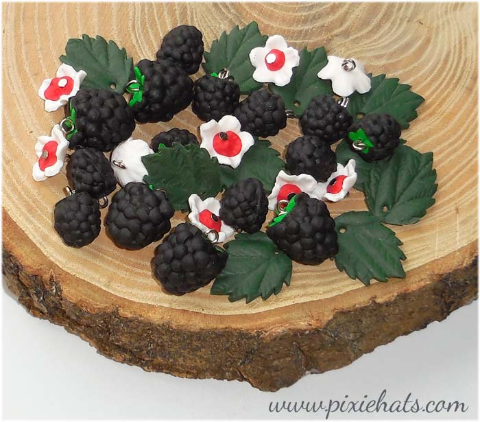Blackberry beads, handmade charms for craft and jewellery making