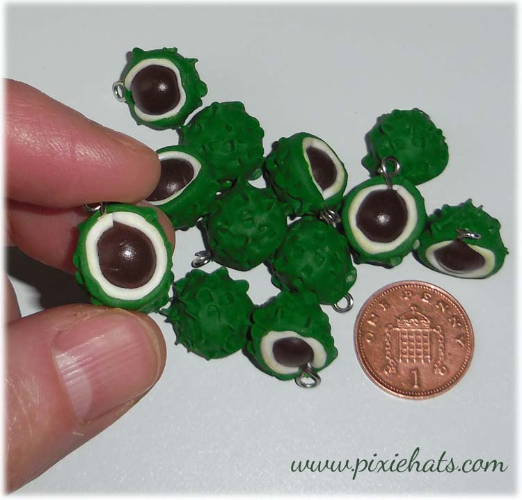 little conker beads ready to add charm to your jewellery and crafts