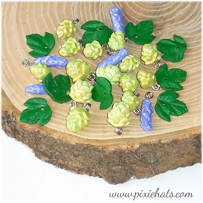 Lavender bead and hop charm set