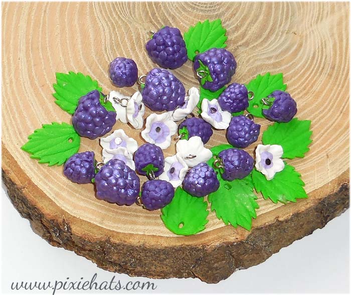 Purple grape berry beads and charms for craft and jewellery making