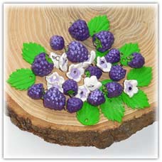 Purple grape berries beads and blossom charms