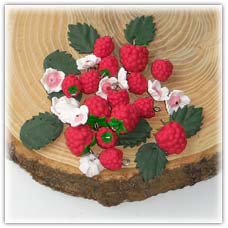 Raspberry beads and bramble leaf charms