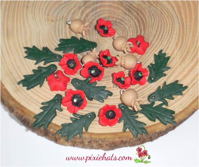 Red poppy bead set