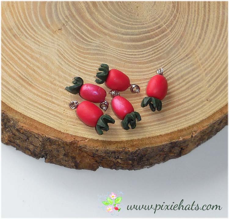 Wild rose hip beads - hedgerow craft charms