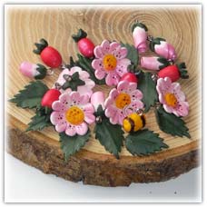 Sweet briar wild dog rose beads hips and bud charms
