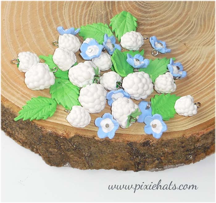 Winter white berry beads and flower charms