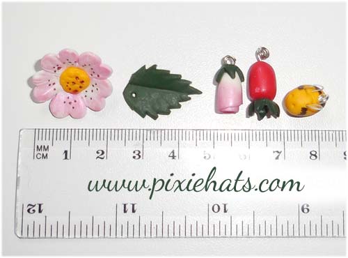 Size guide for the sweet briar wild rose bead charms