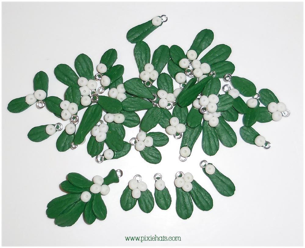 Mistletoe charms - beads for Christmas and Yule